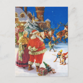 Postal Festiva Santa y Claus en el Polo Norte