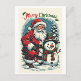 Postal Festiva Santa y el muñeco de nieve te desean una Feliz Nav
