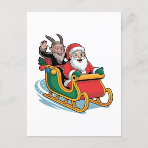 Postal Festiva Santa y Krampus Navidades sombríos y malvados de t