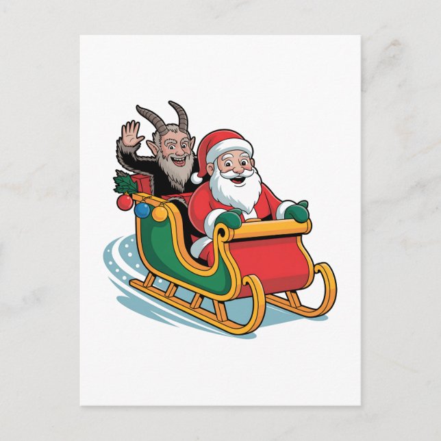 Postal Festiva Santa y Krampus Navidades sombríos y malvados de t (Anverso)