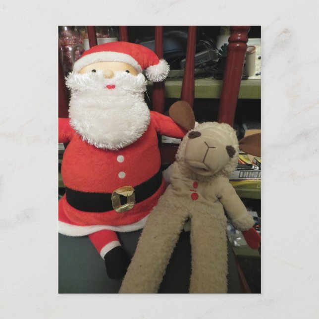 Postal Festiva Santa y Oveja (Anverso)