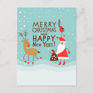 Postal Festiva Santa y Rudolph