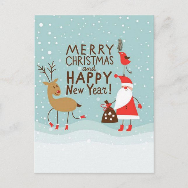 Postal Festiva Santa y Rudolph (Anverso)