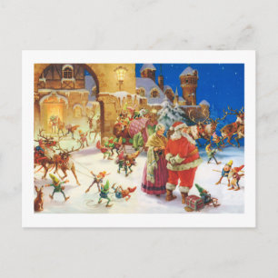 POSTAL FESTIVA SANTA Y SEÑORA CLAUS AT THE POLO NORTE