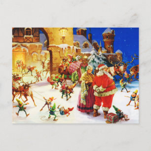 Postal Festiva Santa y señora Claus en la Nochebuena de Polo