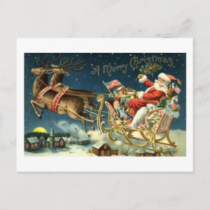 Postal Festiva Santa y Sleigh