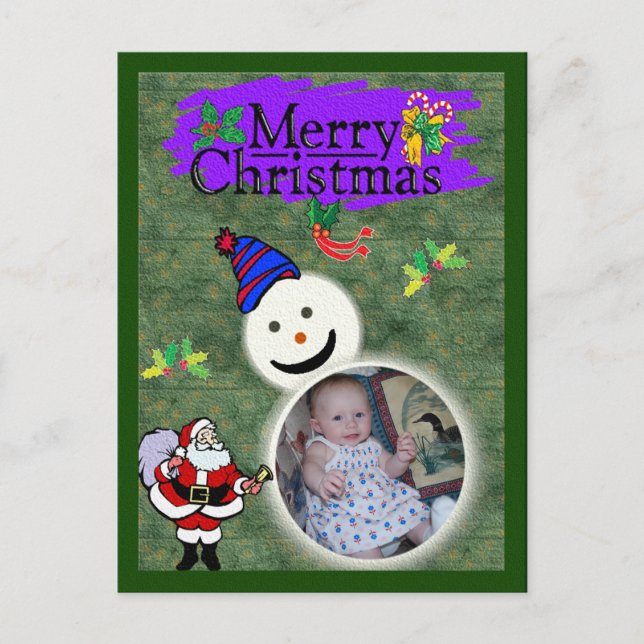 Postal Festiva Santa y Snowman añaden sus fotos navideñas (Anverso)