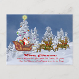 Postal Festiva Santa y sus cartas de Navidades renos