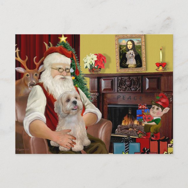 Postal Festiva Santa's Lhasa Apso (R2) (Anverso)