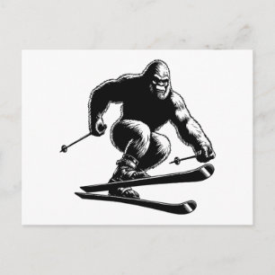Postal Festiva Sasquatch Esquí