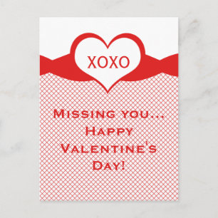 Postal Festiva Sassy Heart Fishnet Valentine Postcard, rojo