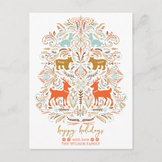 Postal Festiva Scandinavian Nordic Folk art Fable Christmas 