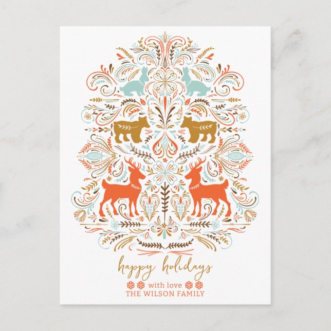 Postal Festiva Scandinavian Nordic Folk art Fable Christmas  (Anverso)