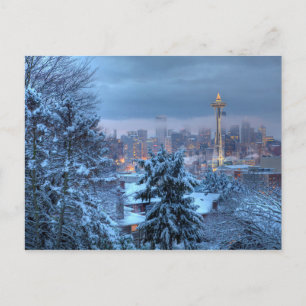 Postal Festiva Scenic View of Snowy Seattle