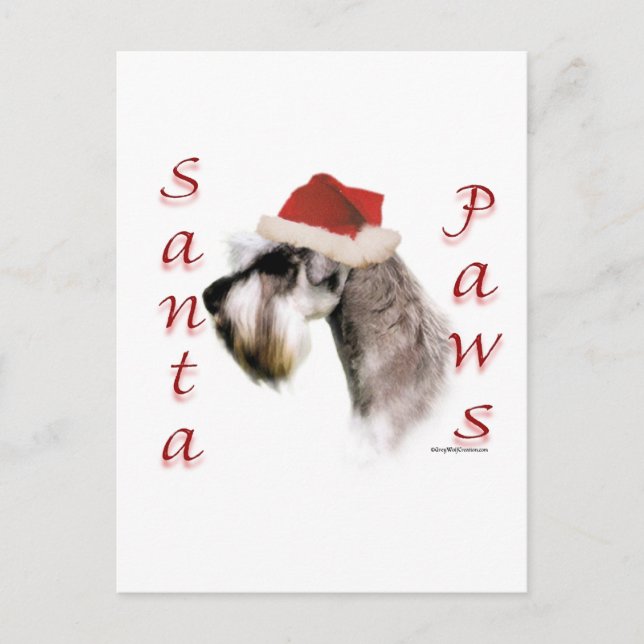 Postal Festiva Schnauzer Santa Paws en miniatura (Anverso)