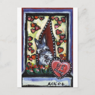 Postal Festiva Schnauzer será mi corazón de San Valentín