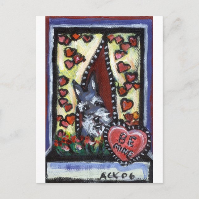 Postal Festiva Schnauzer será mi corazón de San Valentín (Anverso)