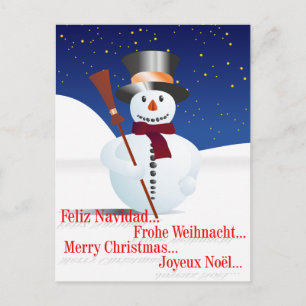 Postal Festiva Schneemann / Snowman para Navidades / X-mas
