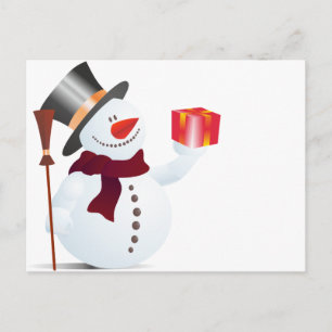 Postal Festiva Schneemann / Snowman para Navidades / X-mas