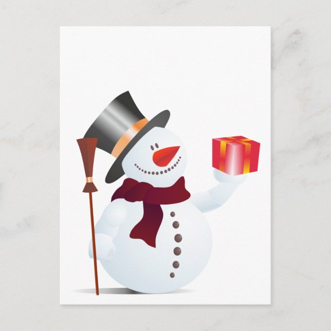 Postal Festiva Schneemann / Snowman para Navidades / X-mas (Anverso)