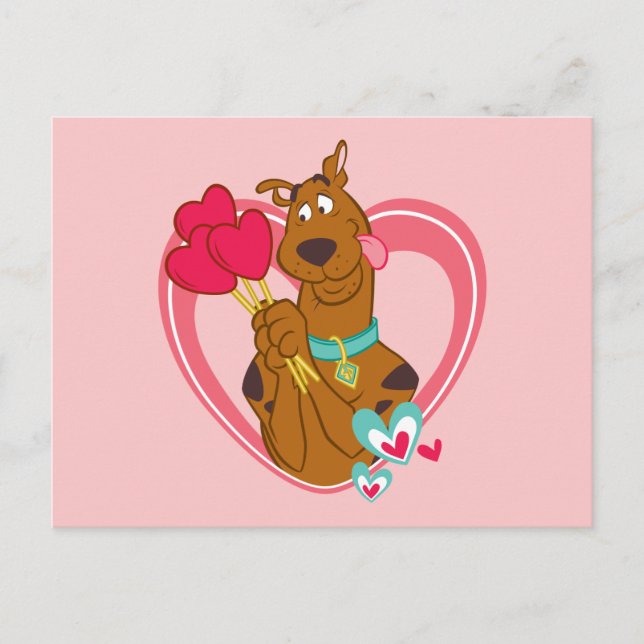 Postal Festiva Scooby-Doo Holding Heart Lolipops (Anverso)