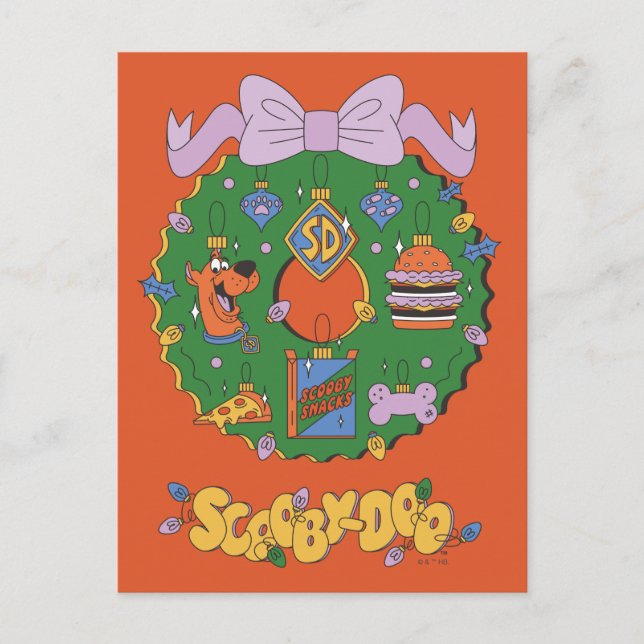 Postal Festiva Scooby-Doo Holiday Snack Wreath Gráfico (Anverso)