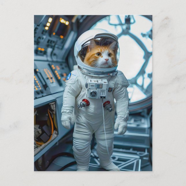 Postal Festiva Scottish Fold cat inside space capsule (Anverso)