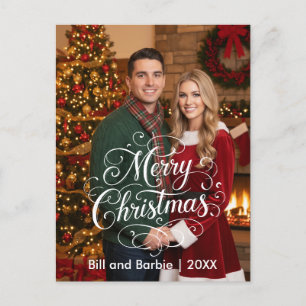 Postal Festiva Script Merry Christmas Couples Photo Front