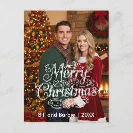 Postal Festiva Script Merry Christmas Couples Photo Front