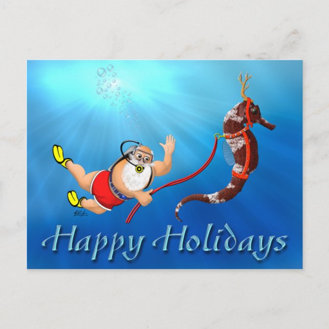 Postal Festiva Scuba Buceo Santa & Postcard (Anverso)