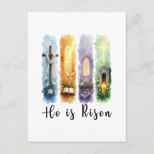 Postal Festiva Se eleva Jesús Cristiano Feliz Pascua