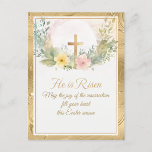 Postal Festiva Se Levanta Con Flores De Agua De Pascua, Religioso