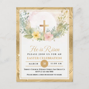 Postal Festiva Se Levanta Con Flores De Agua De Pascua, Religioso