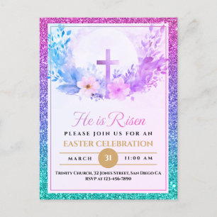 Postal Festiva Se Levanta Con Flores De Agua De Pascua, Religioso