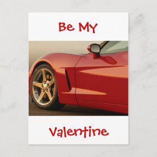Postal Festiva Sé mi Corvette rojo de San Valentín