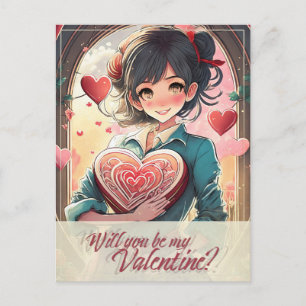 Postal Festiva Sé mi San Valentín al estilo Manga 31470