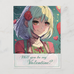 Postal Festiva Sé mi San Valentín al estilo manga 33420