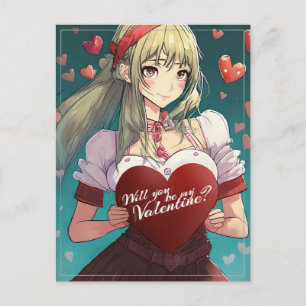 Postal Festiva Sé mi San Valentín al estilo manga 33893