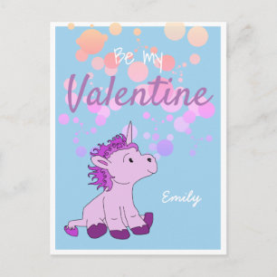 Postal Festiva Sé mi San Valentín Cunicornio Lindo Día de San Val