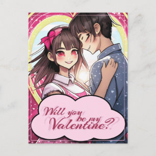 Postal Festiva Sé mi San Valentín en el estilo manga 58477