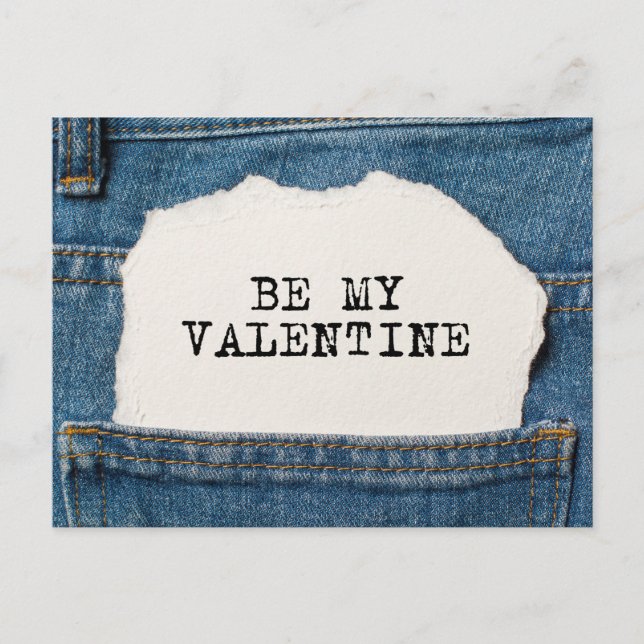 Postal Festiva Sé Mi San Valentín Pantalones Vaqueros Azules Mode (Anverso)