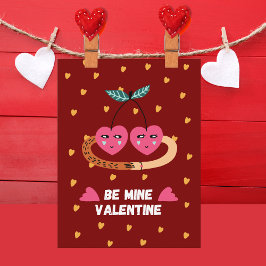 Postal Festiva Sé Mío San Valentín, 2 Lindas Cerezas Rosadas Enam