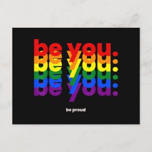 Postal Festiva Sé tú, sé orgulloso Arcoíris Orgullo LGBTQ Lesbian