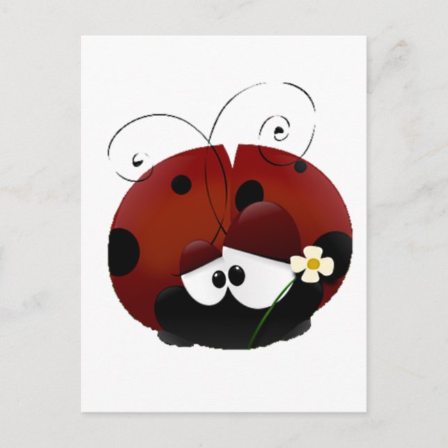 Postal Festiva Sea mi dibujo animado rojo de la mariquita de la (Anverso)