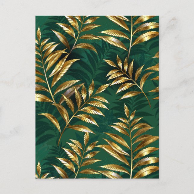 Postal Festiva Seamless pattern with golden ferns (Anverso)