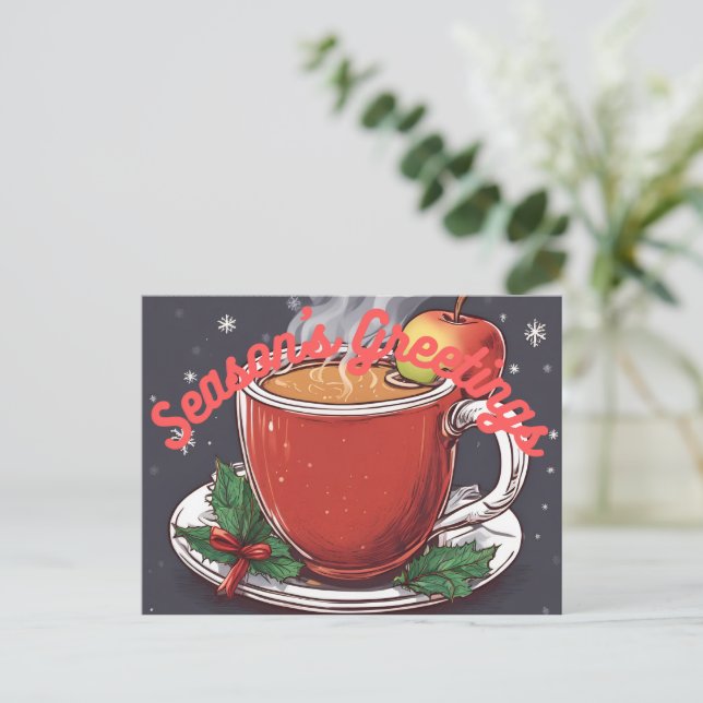 Postal Festiva Season's Greetings Hot Apple Cider Postcard (Anverso de pie)
