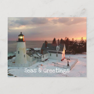 Postal Festiva Seasons Greetings Pemaquid Lighthouse