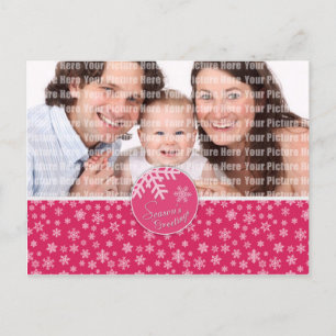 Postal Festiva Season's Greetings Pink Snowflake Postcard
