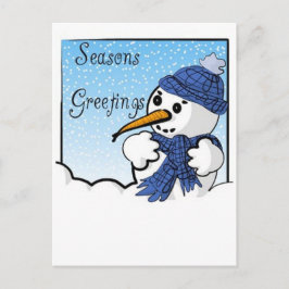 Postal Festiva Seasons Greetings Snowman Postcard