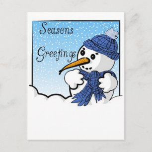 Postal Festiva Seasons Greetings Snowman Postcard